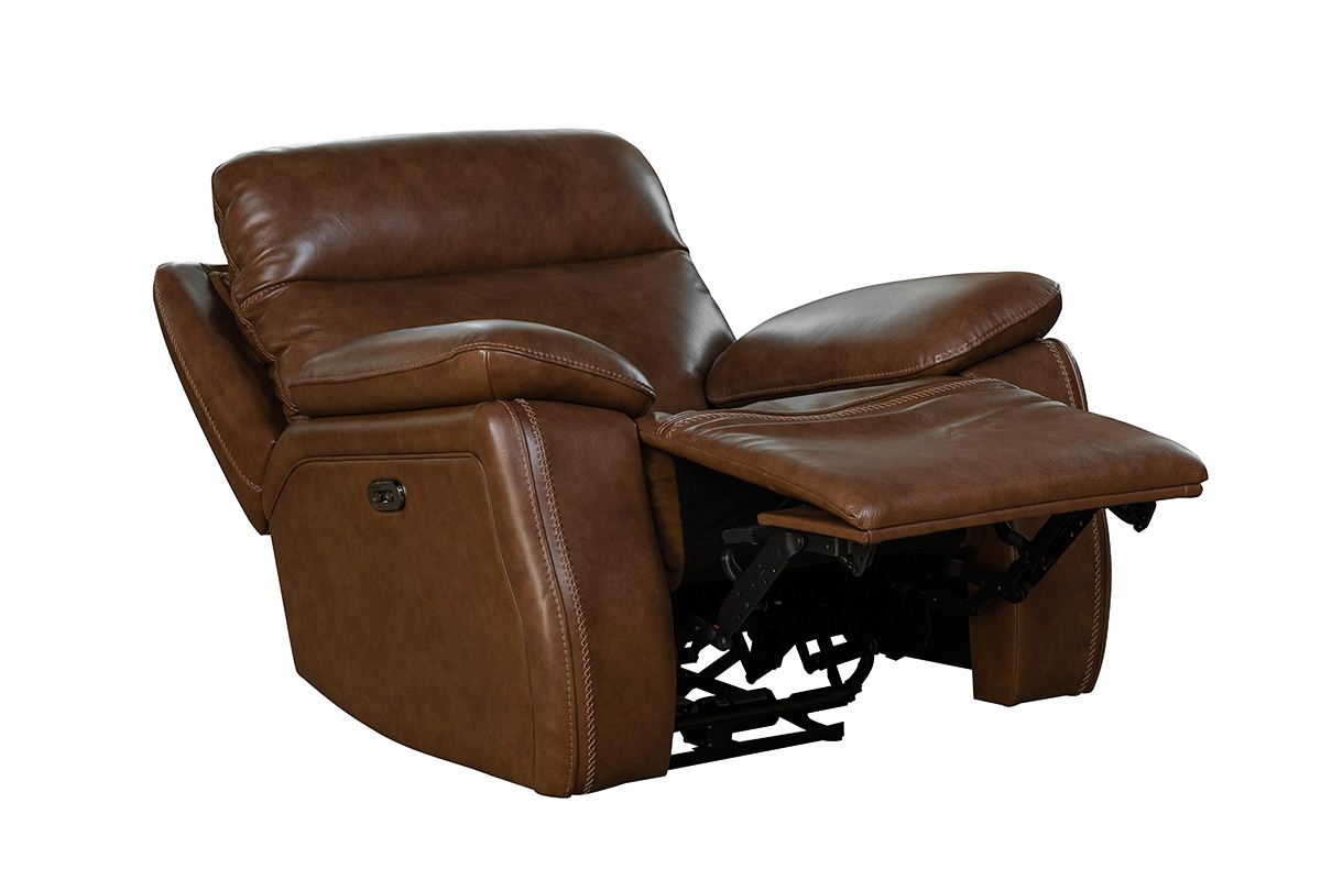Barcalounger Micah Power Recliner Chair with Power Head Rest - Misha Chestnut/Leather Match