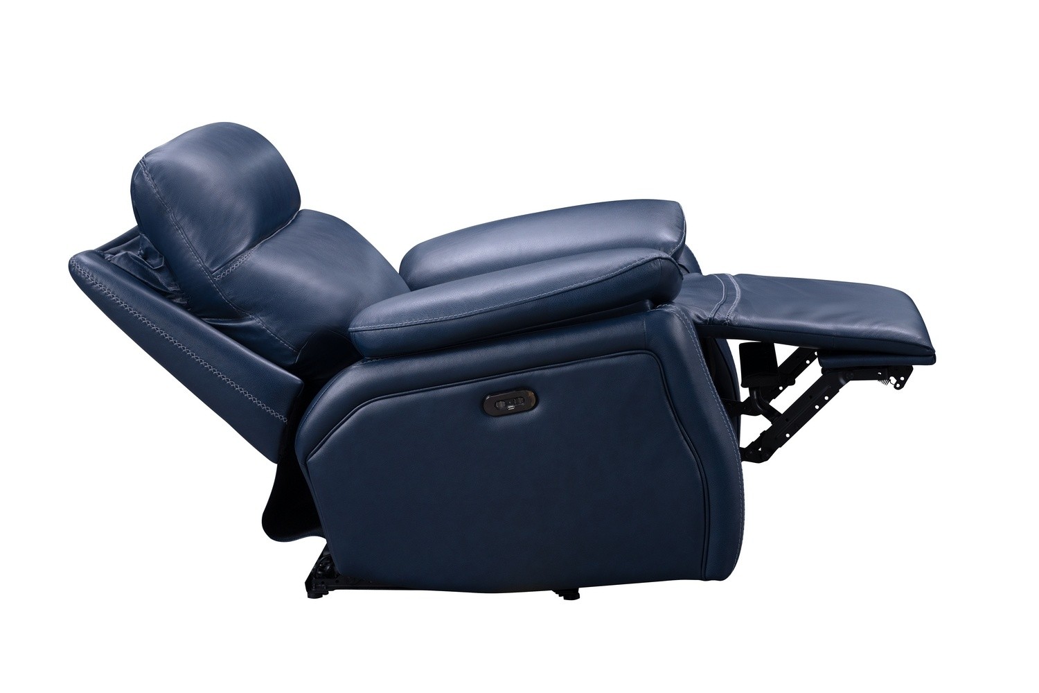 Barcalounger Micah Power Recliner Chair with Power Head Rest - Marco Navy Blue/Leather Match