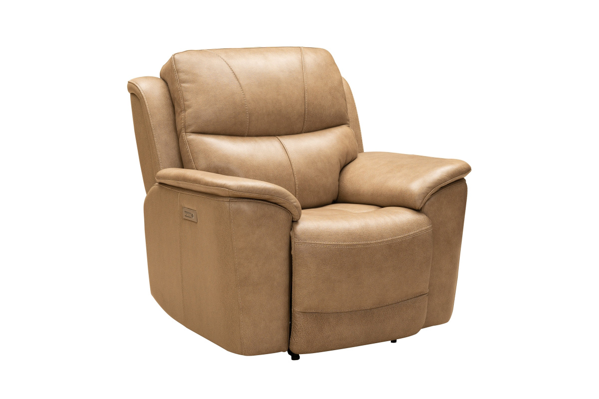 Barcalounger Kaden Power Recliner Chair with Power Head Rest and Lumbar - Elliott Taupe/Leather Match