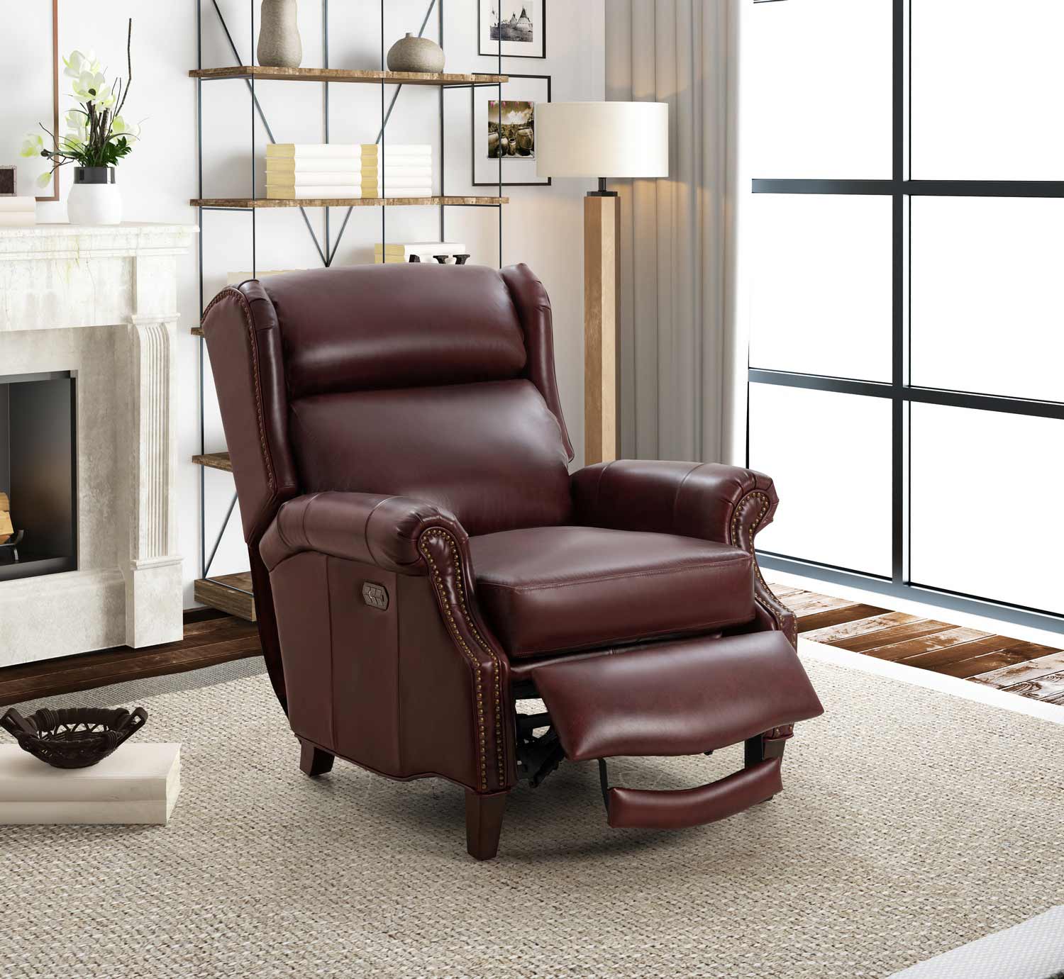 Barcalounger Philadelphia Power Recliner Chair with Power Head Rest and Lumbar - Emerson Sangria/Top Grain Leather