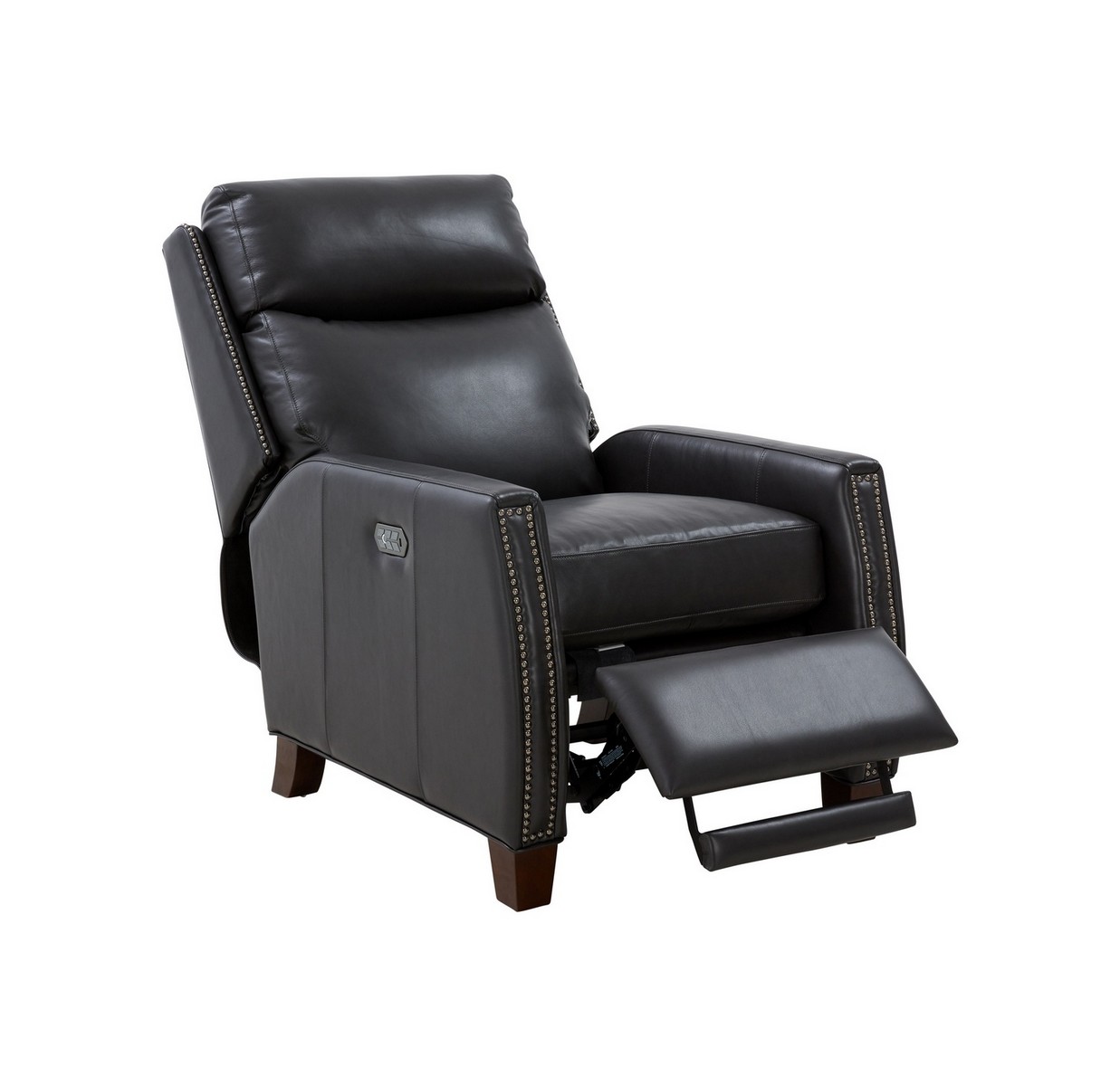 Barcalounger Anaheim Big and Tall Power Recliner Chair with Power Head Rest and Lumbar - Shoreham Gray/All Leather