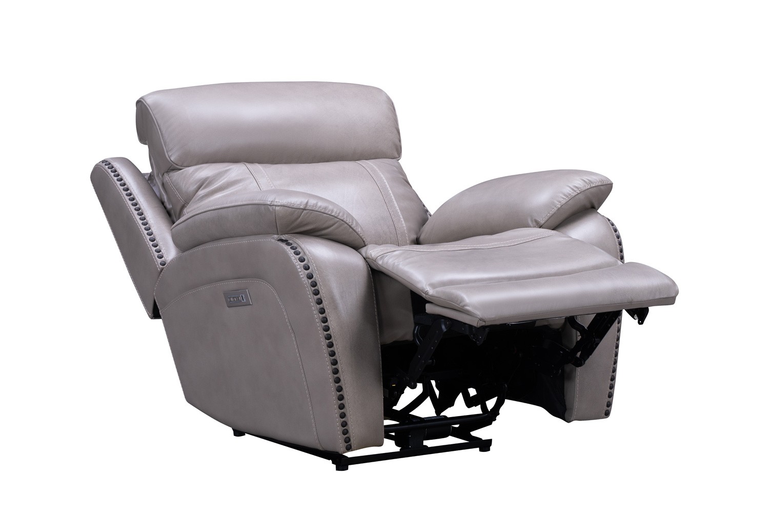 Barcalounger Sandover Power Recliner Chair with Power Head Rest and Lumbar - Sergi Gray Beige/Leather Match