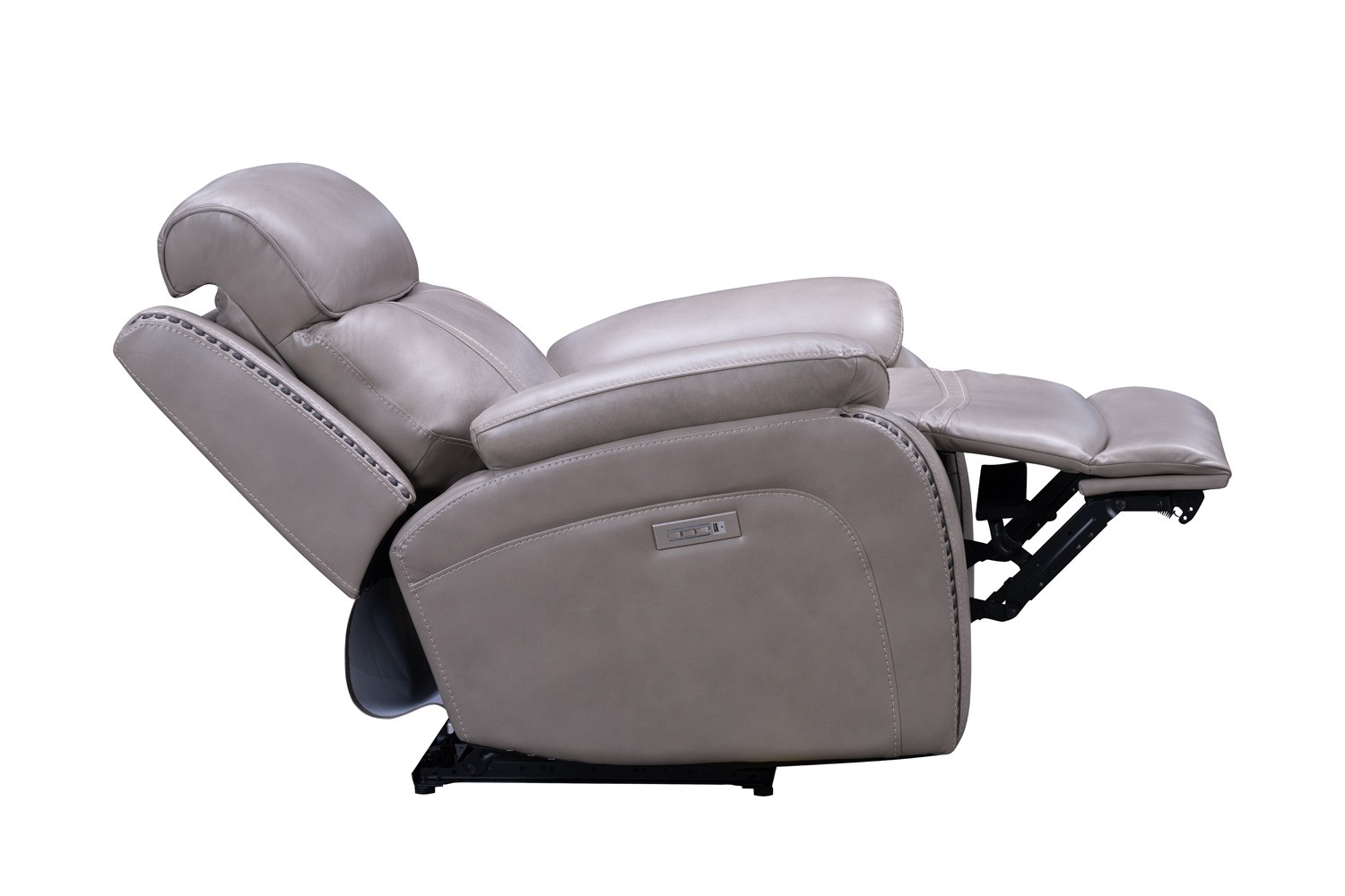 Barcalounger Sandover Power Recliner Chair with Power Head Rest and Lumbar - Sergi Gray Beige/Leather Match