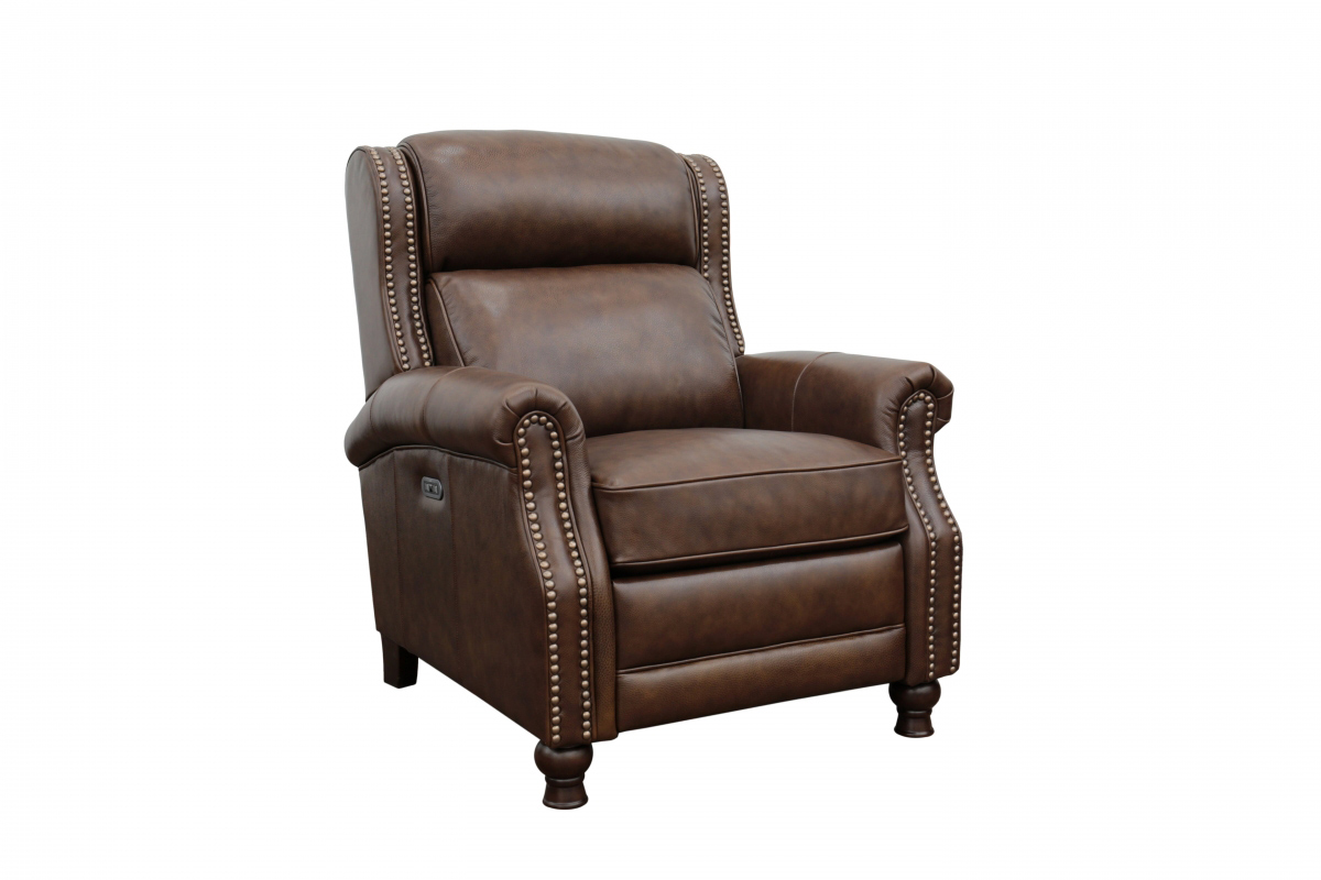 Barcalounger Montview Voice Activated Power Recliner Chair with Power Head Rest - Wenlock Double Chocolate/All Leather