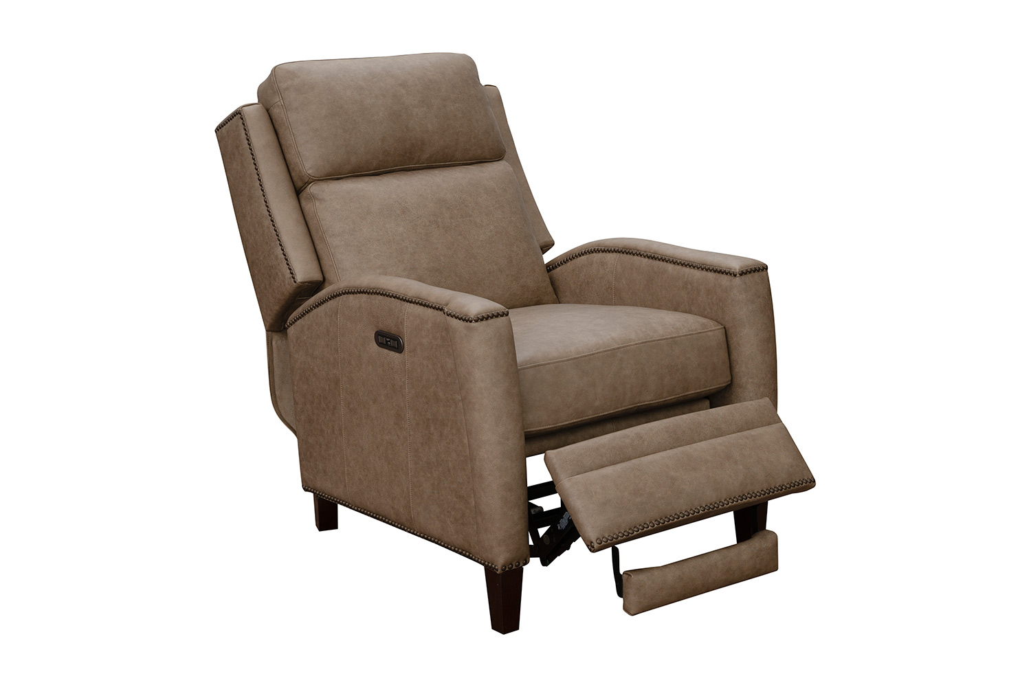Barcalounger Nolan Voice Activated Power Recliner Chair with Power Head Rest - York Taupe/all top grain leather