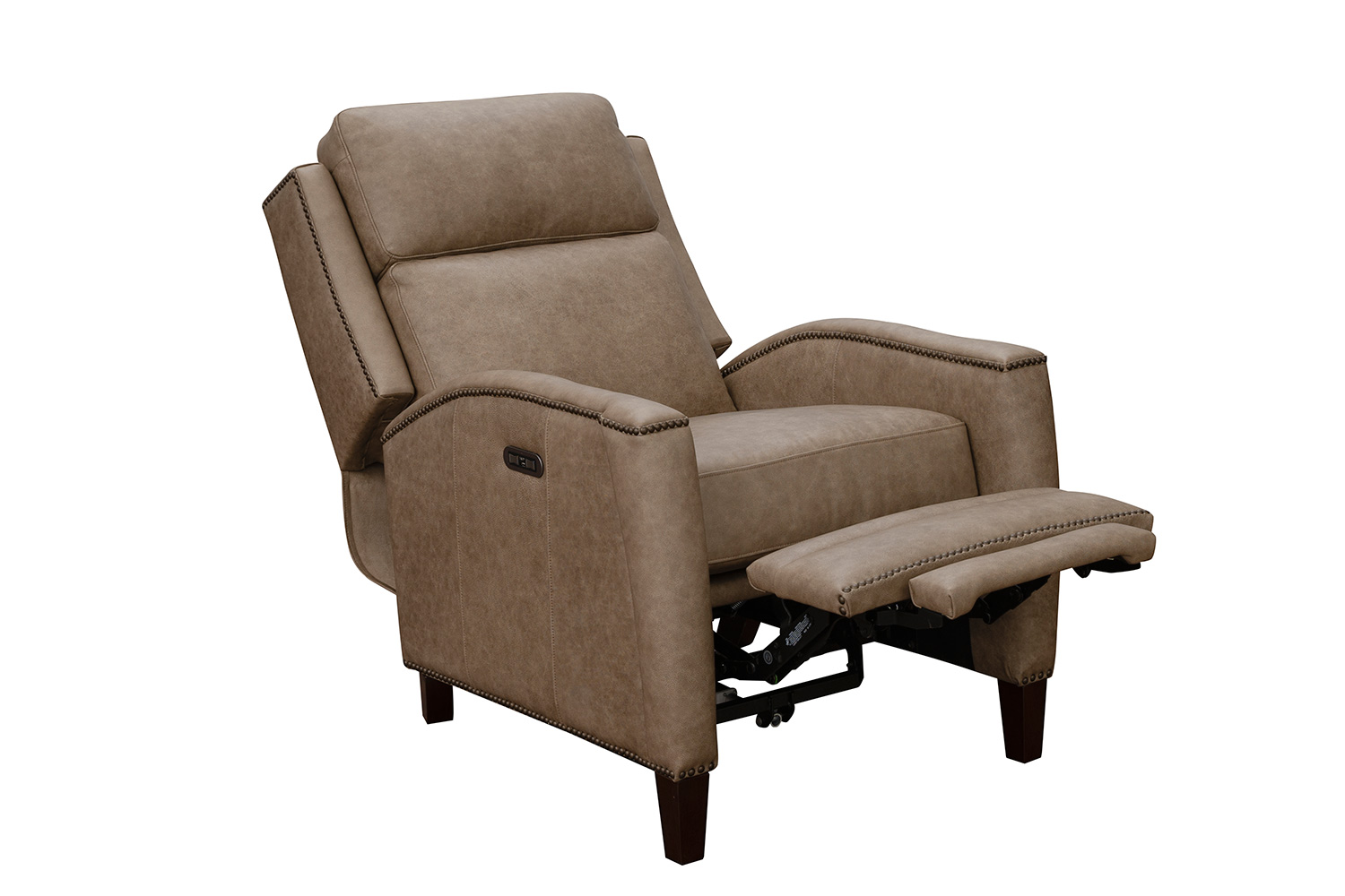 Barcalounger Nolan Voice Activated Power Recliner Chair with Power Head Rest - York Taupe/all top grain leather