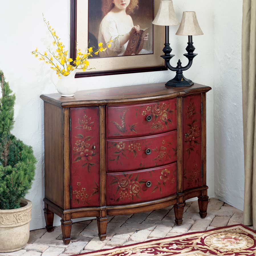 Butler 0674065 Red Hand Painted Console Cabinet Butler 0674065 Red Hand Painted Console Cabinet