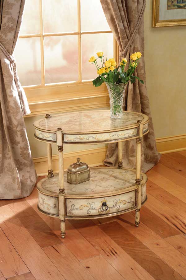 Butler Tuscan Cream Hand Painted Oval Accent Table