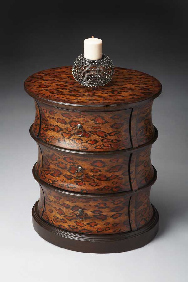 Butler 1588182 Leopard Spots Oval Drum Table