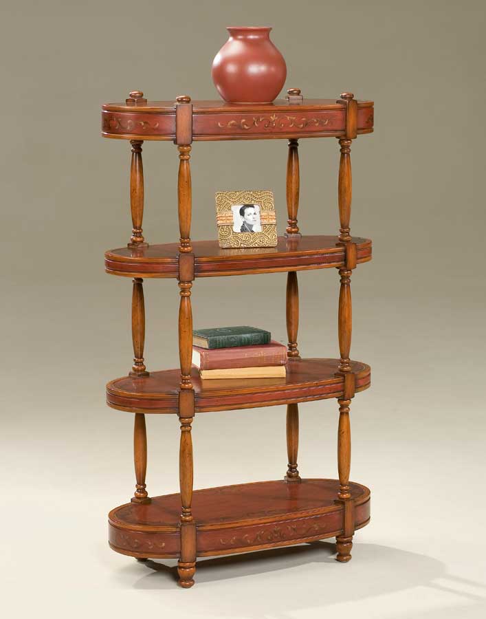 Butler Cherry and Red Paint Oval Etagere