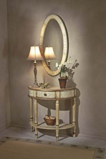 Butler 0667041 Tuscan Cream Hand Painted Demilune Console Table