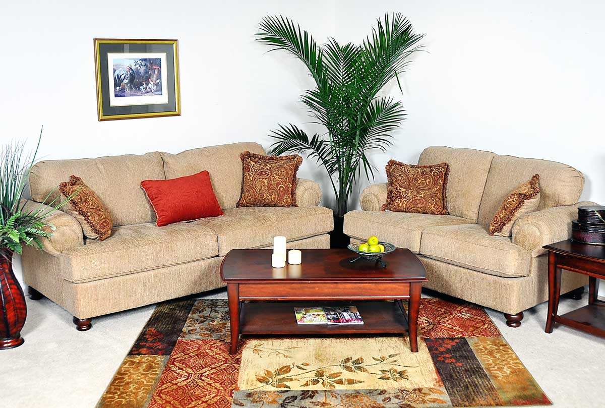 Benchmark Upholstery Palm Sofa Set Christo Tan BU2010CTSofaSet at