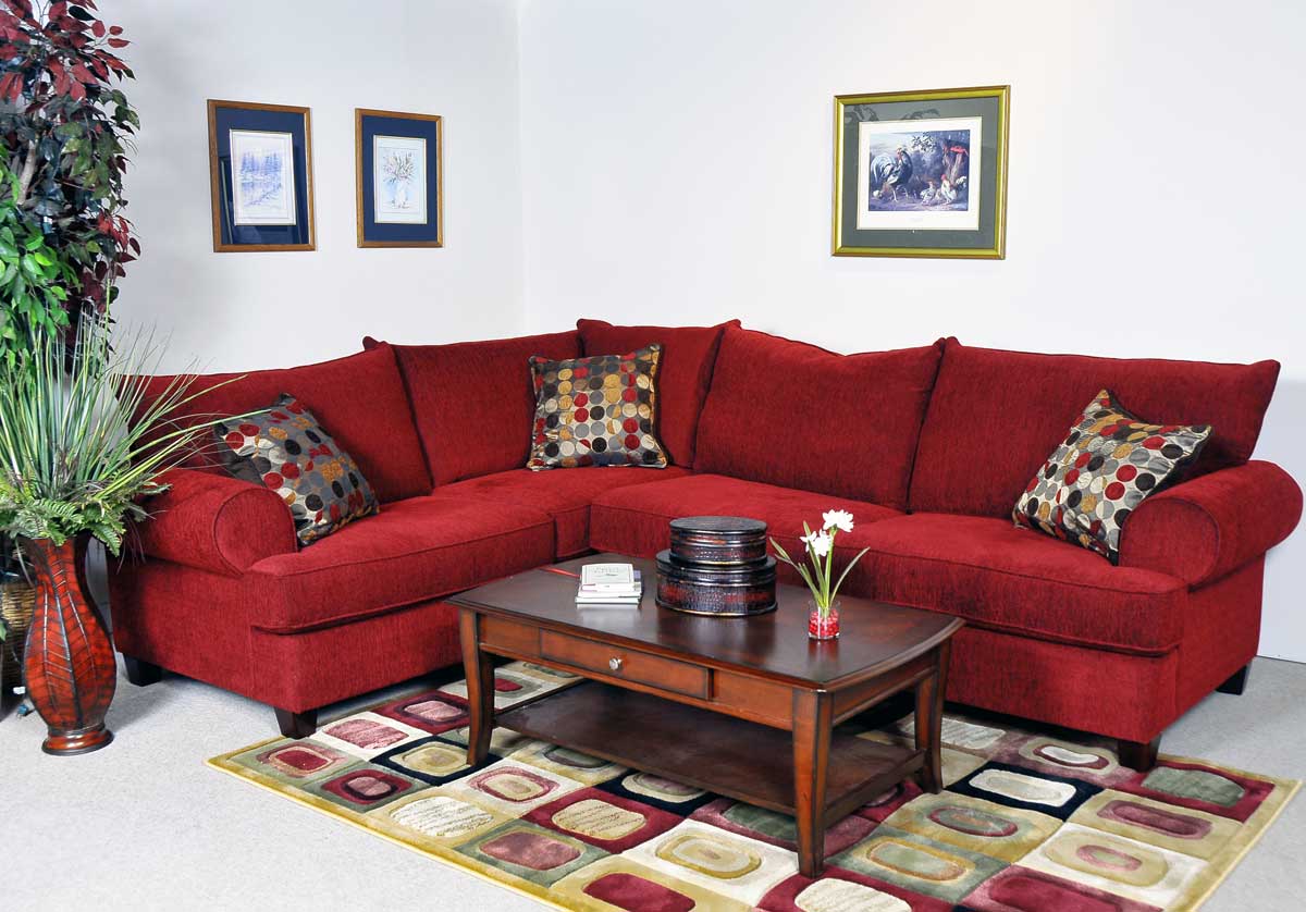 Benchmark Upholstery Red Letter Sectional Bounce Scarlet BU20902pc