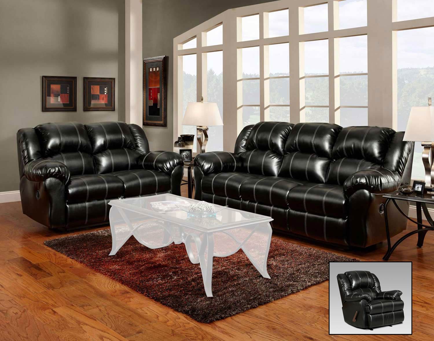 Chelsea Home Ambrose Reclining Sofa Set - Taos Black