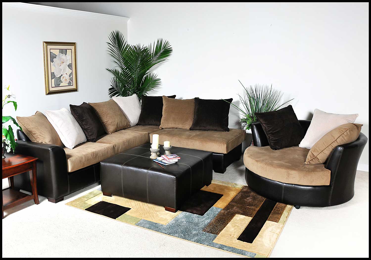 Chelsea Home Domino Sectional Sofa Set - San Marino Brown/Viva Chestnut