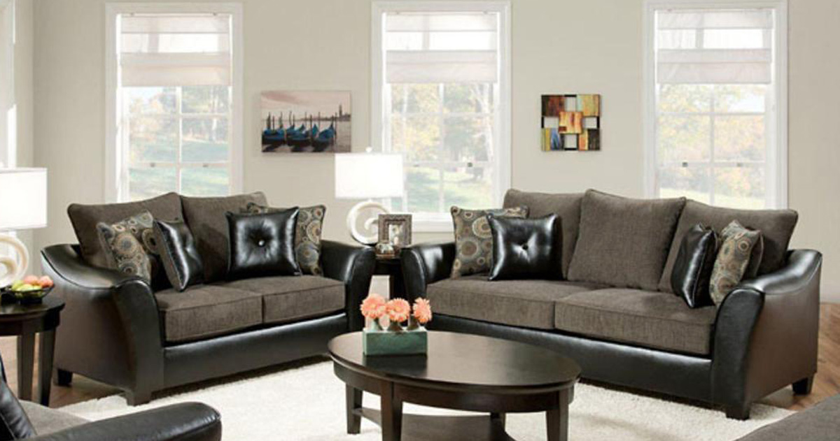 Chelsea Home Union Sofa Set - Pinnacle/PU Gray