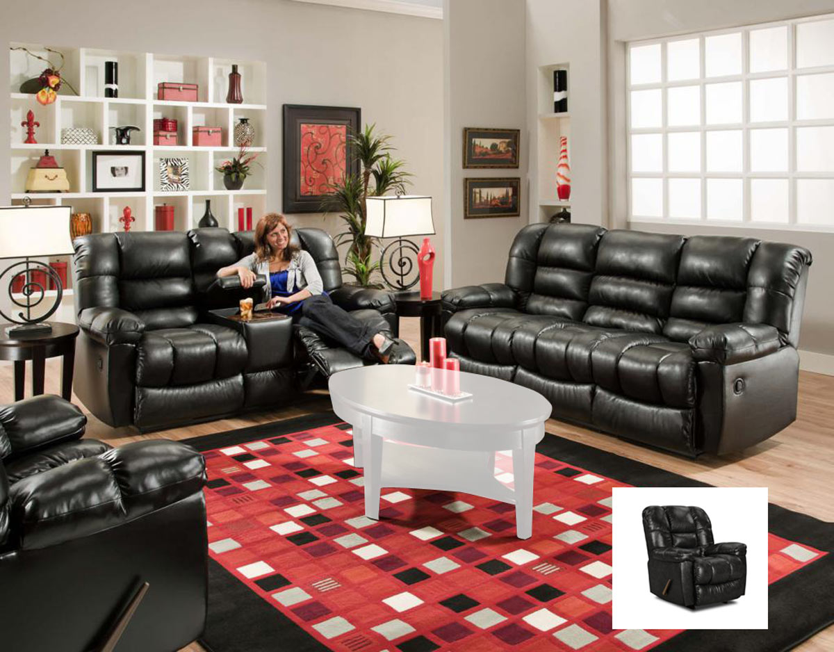 Chelsea Home Orleans Reclining Sofa Set - New Era Black
