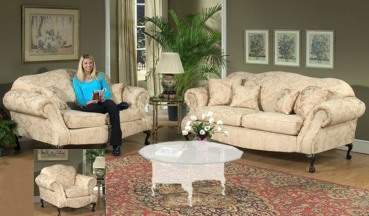 Chelsea Home Queen Elizabeth Sofa Set - Madison Straw