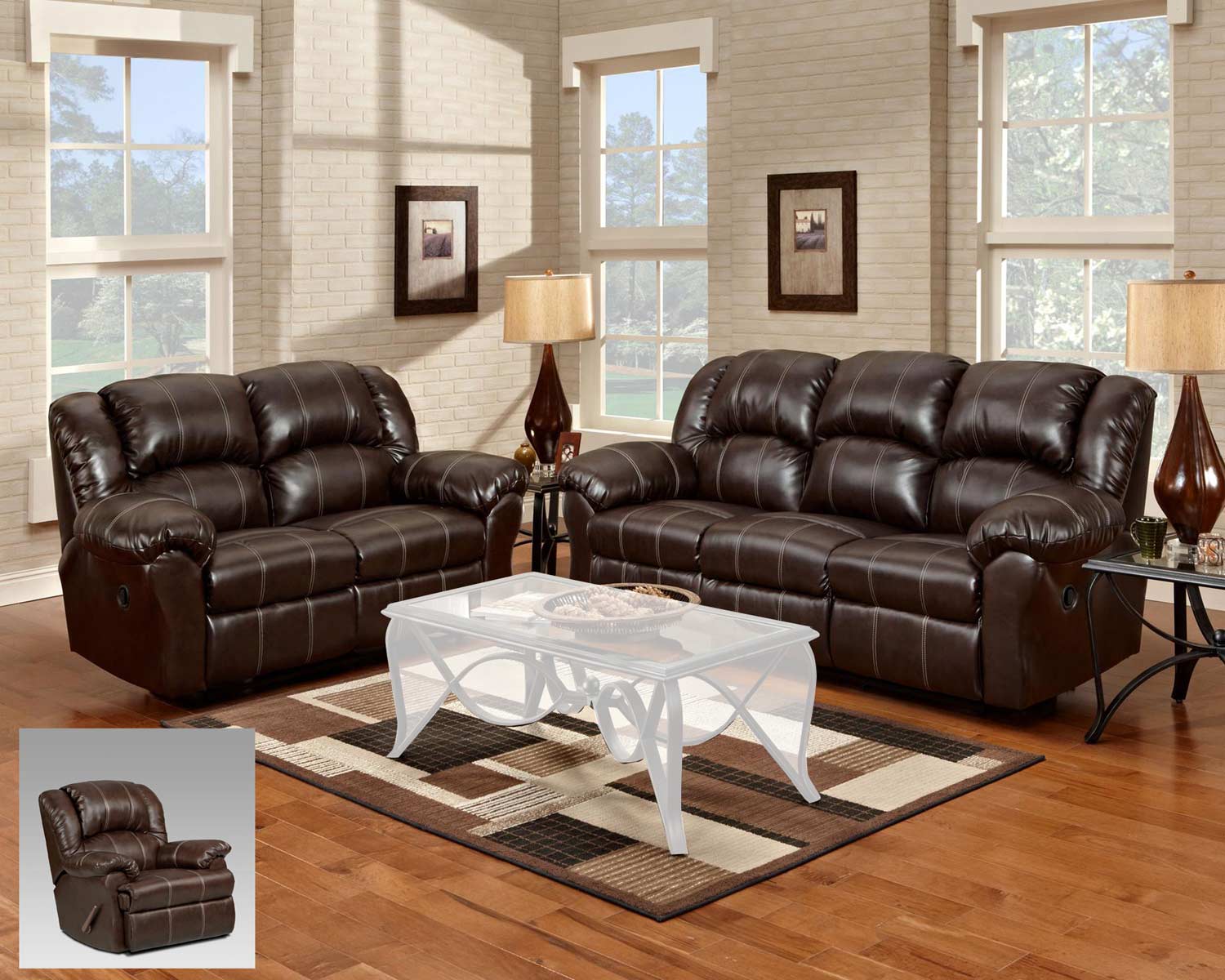 Chelsea Home Ambrose Reclining Sofa Set - Brandon Brown