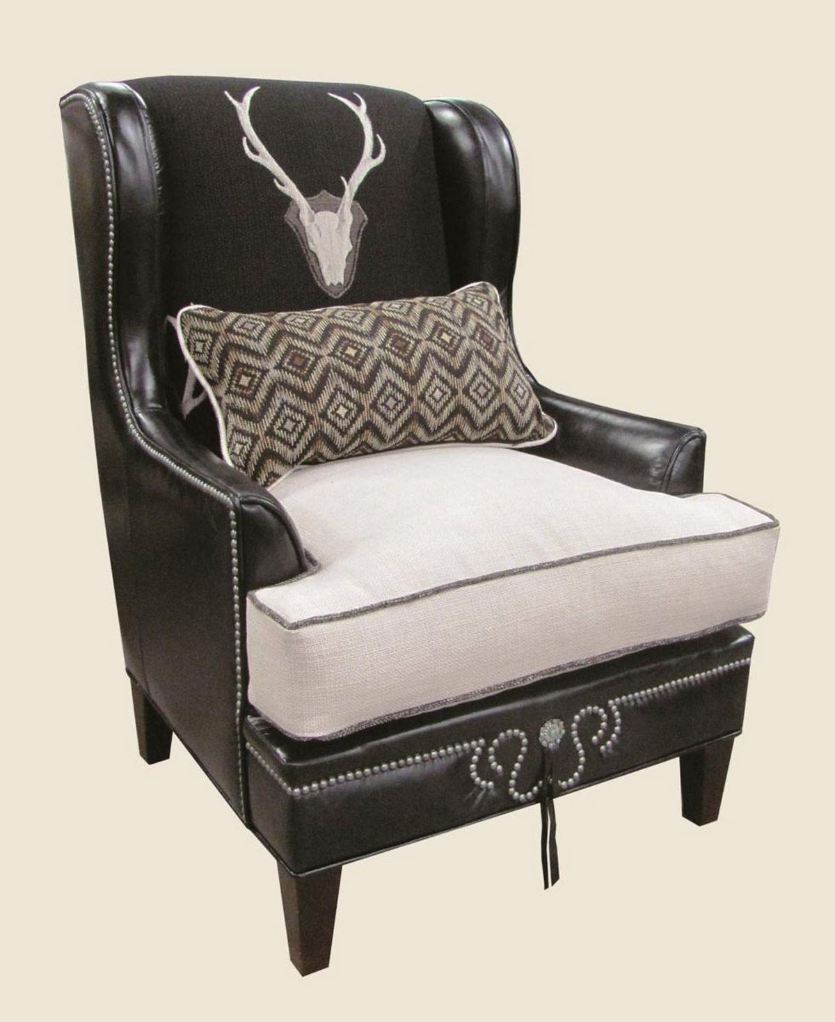Chelsea Home Logan Wing Chair - Uncle Buck Onyx/Lindy Natural