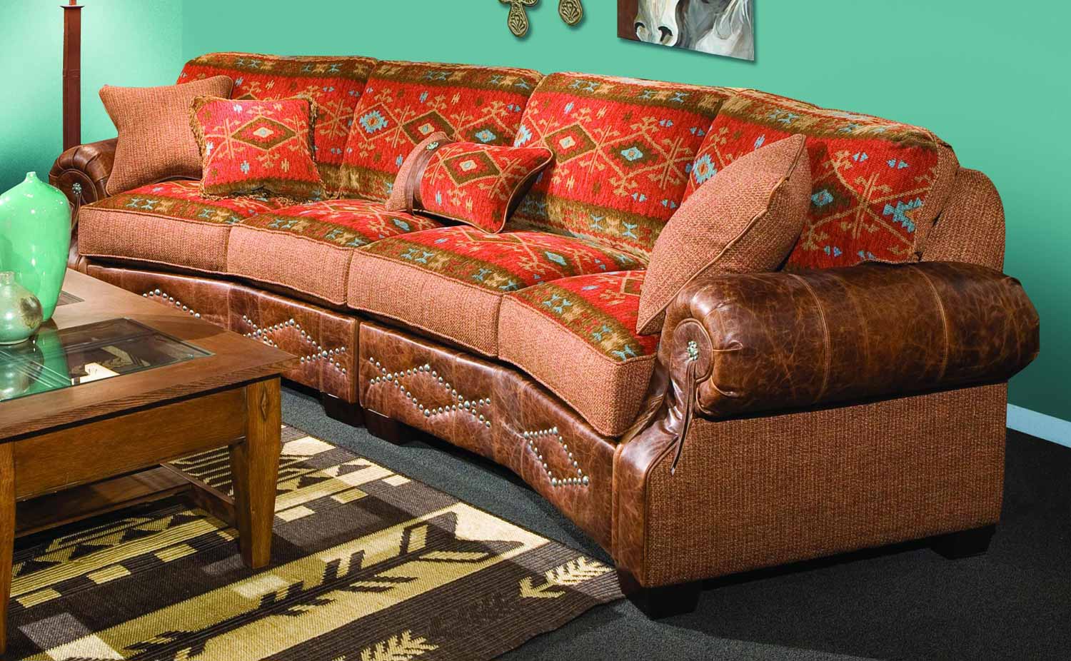 Chelsea Home Jackson 2 piece Sectional Sofa - Downing Harvest/Stagecoach Redwood