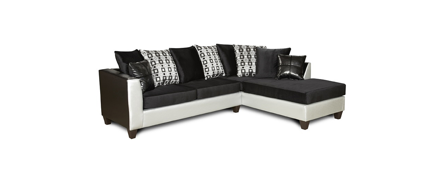 Chelsea Home Bates Sectional Sofa - Black/White