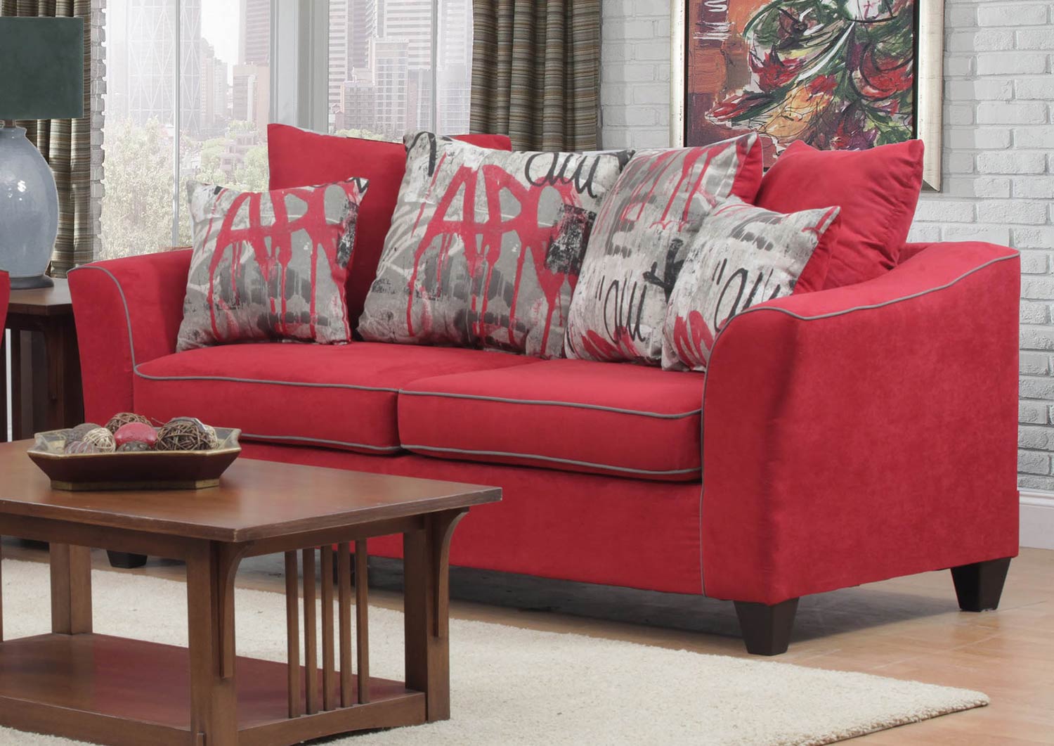 Chelsea Home Brier Sofa Set - Red