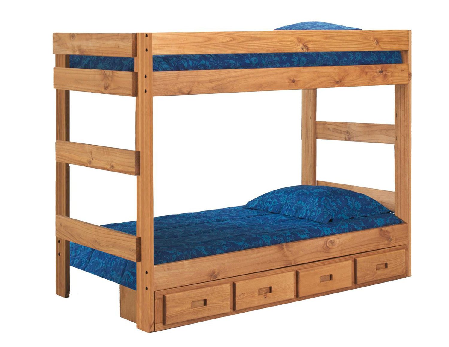 Chelsea Home 312001-411-S Twin Over Twin One Piece Bunk Bed with Storage - Ginger Stain