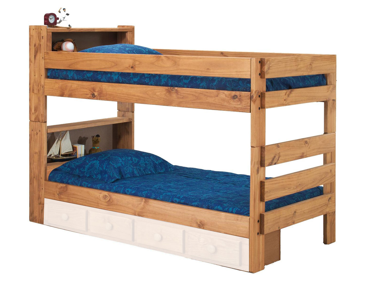Chelsea Home 312004-415 Twin Over Twin Bookcase Bunk Bed - Ginger Stain
