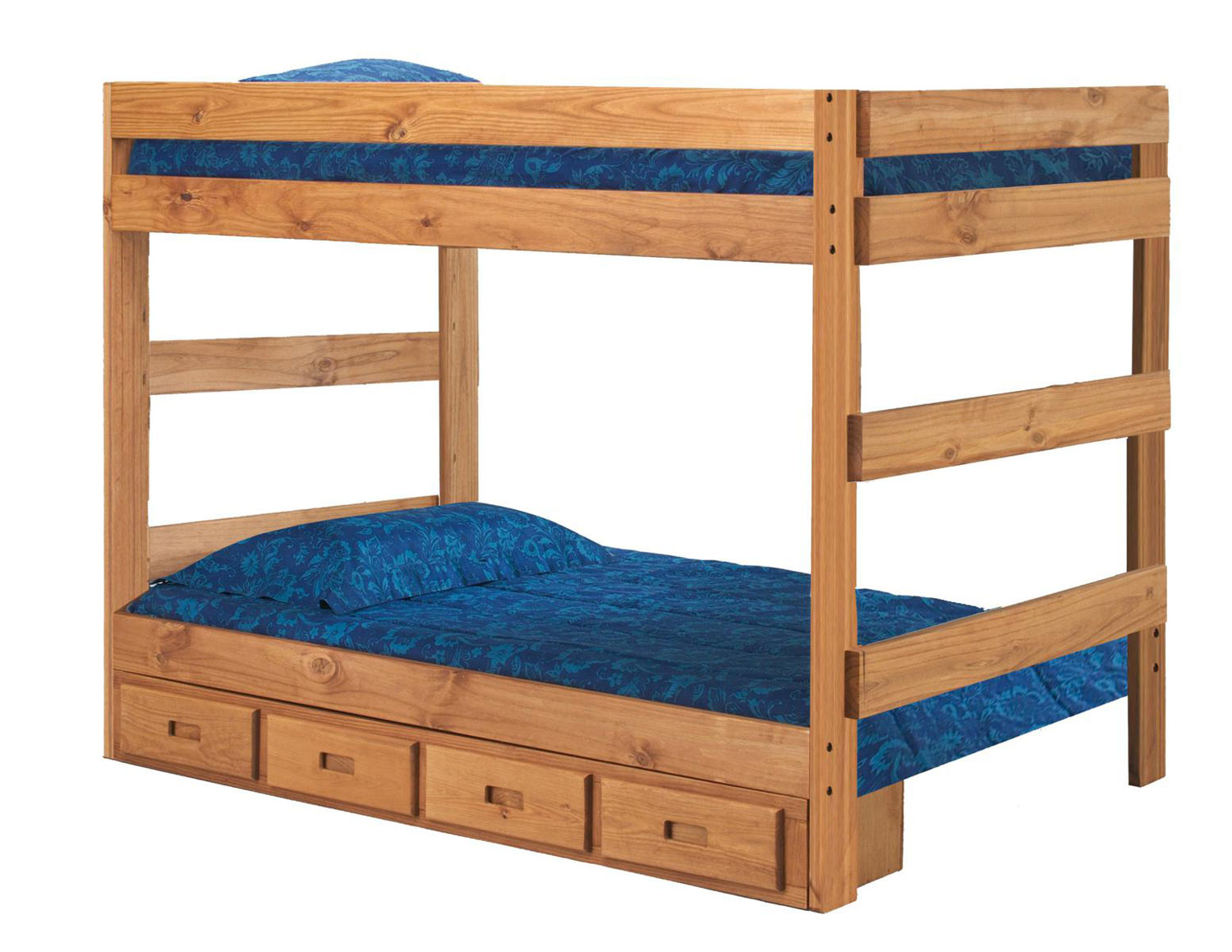 Chelsea Home 312010-411-S Full Over Full One Piece Bunk Bed with Storage - Ginger Stain