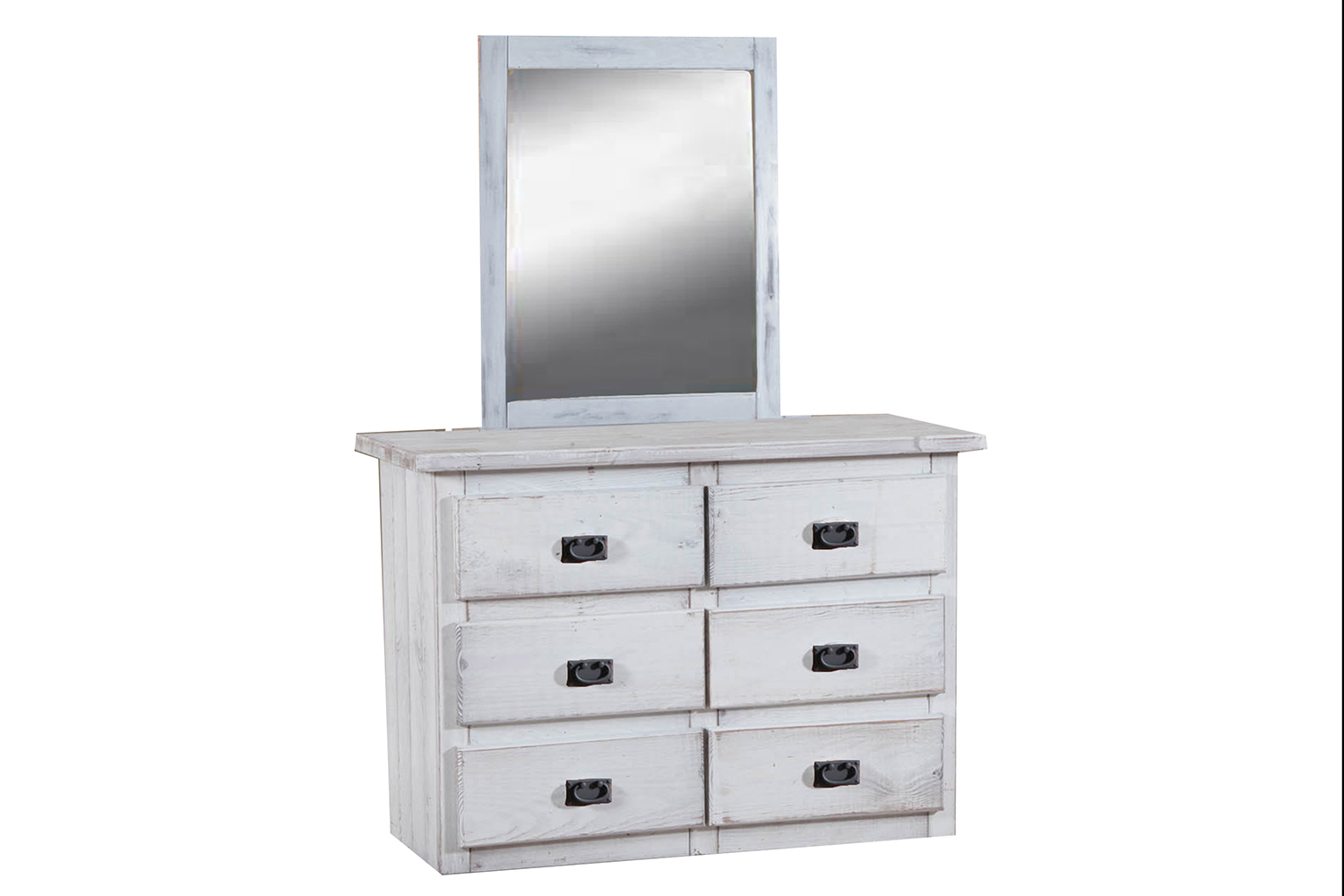 Chelsea Home 6 Drawer Mini Dresser with Mirror - White Distressed