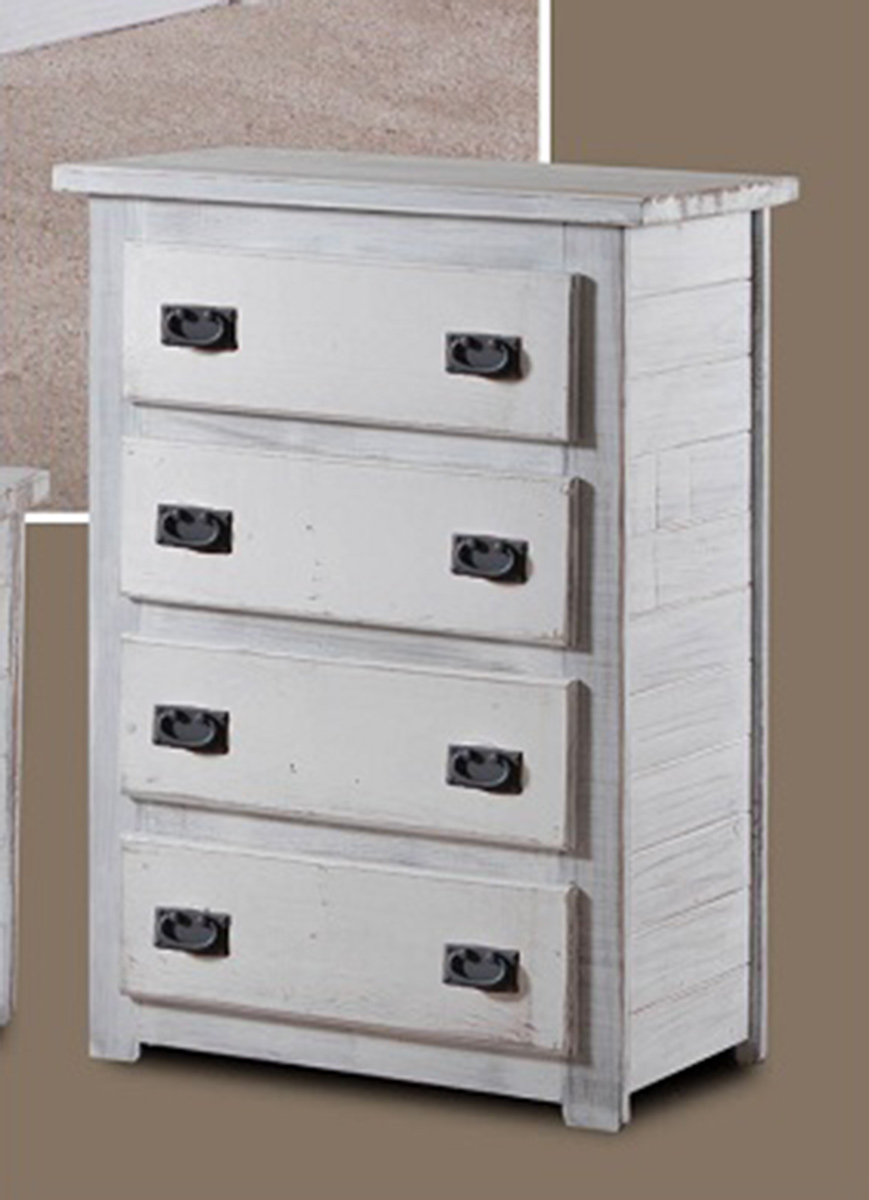 Chelsea Home 4 Drawer Chest - White Distressed