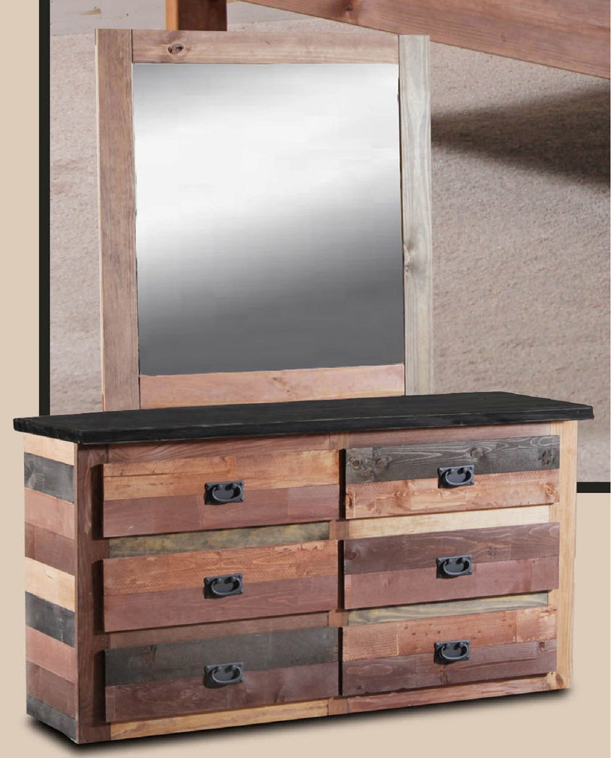 Chelsea Home 6 Drawer Dresser with Jumbo Mirror - Multi-Color