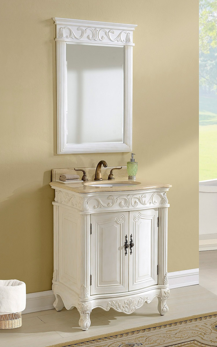 Chelsea Home Villa 27-inch Vanity with Mirror - Antique White