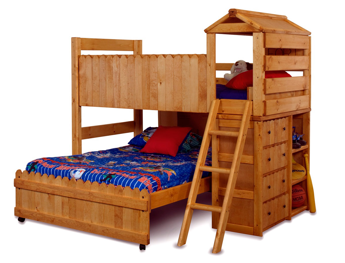 Chelsea Home 3514269-4268 Twin Over Full Loft Bed with Ladder - Cinnamon