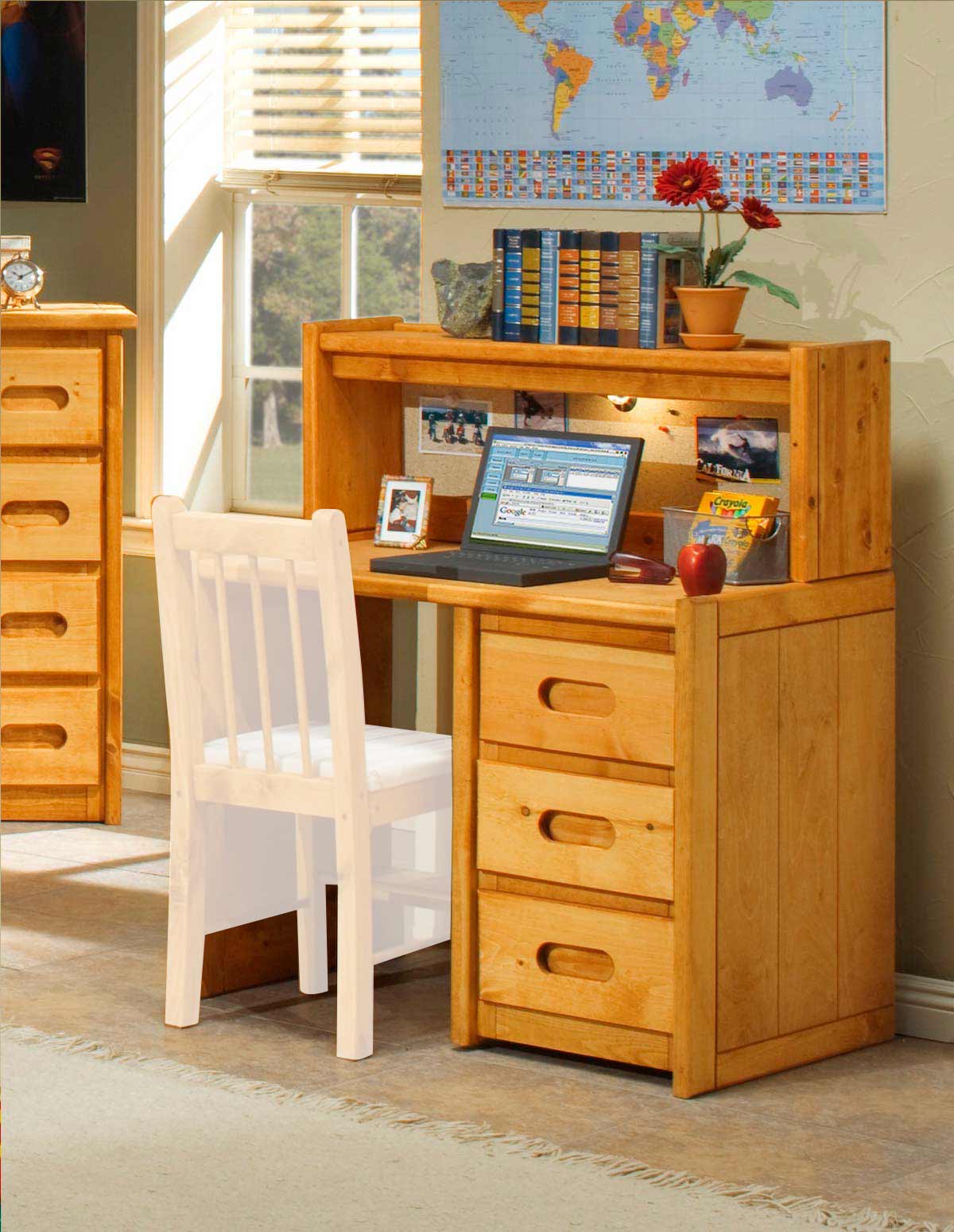 Chelsea Home 3544785-4788 3 Drawer Student Desk with Hutch - Cinnamon