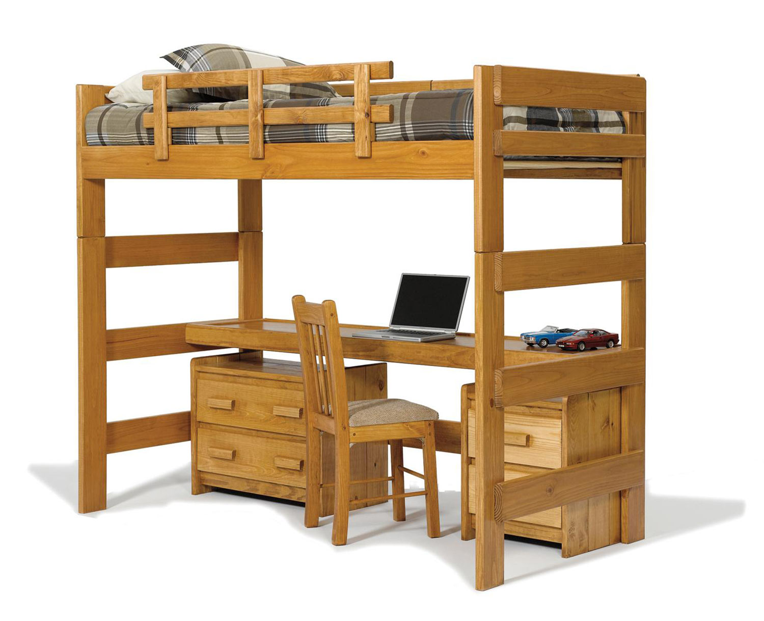 bunk bed with desk on top