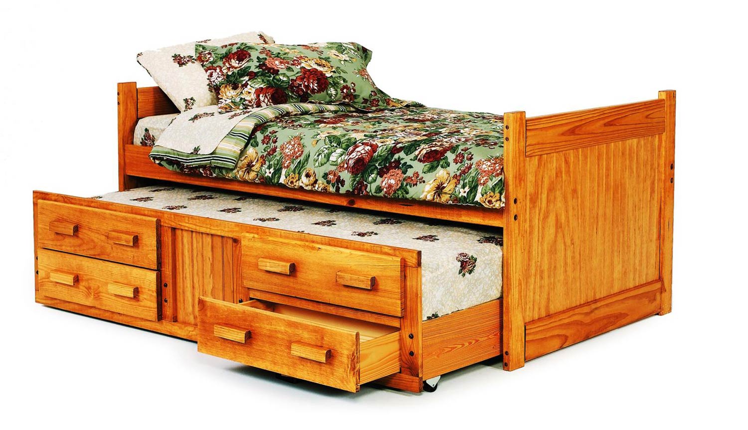 Chelsea Home 3613501 Twin Captains Bed with Trundle and Storage - Honey