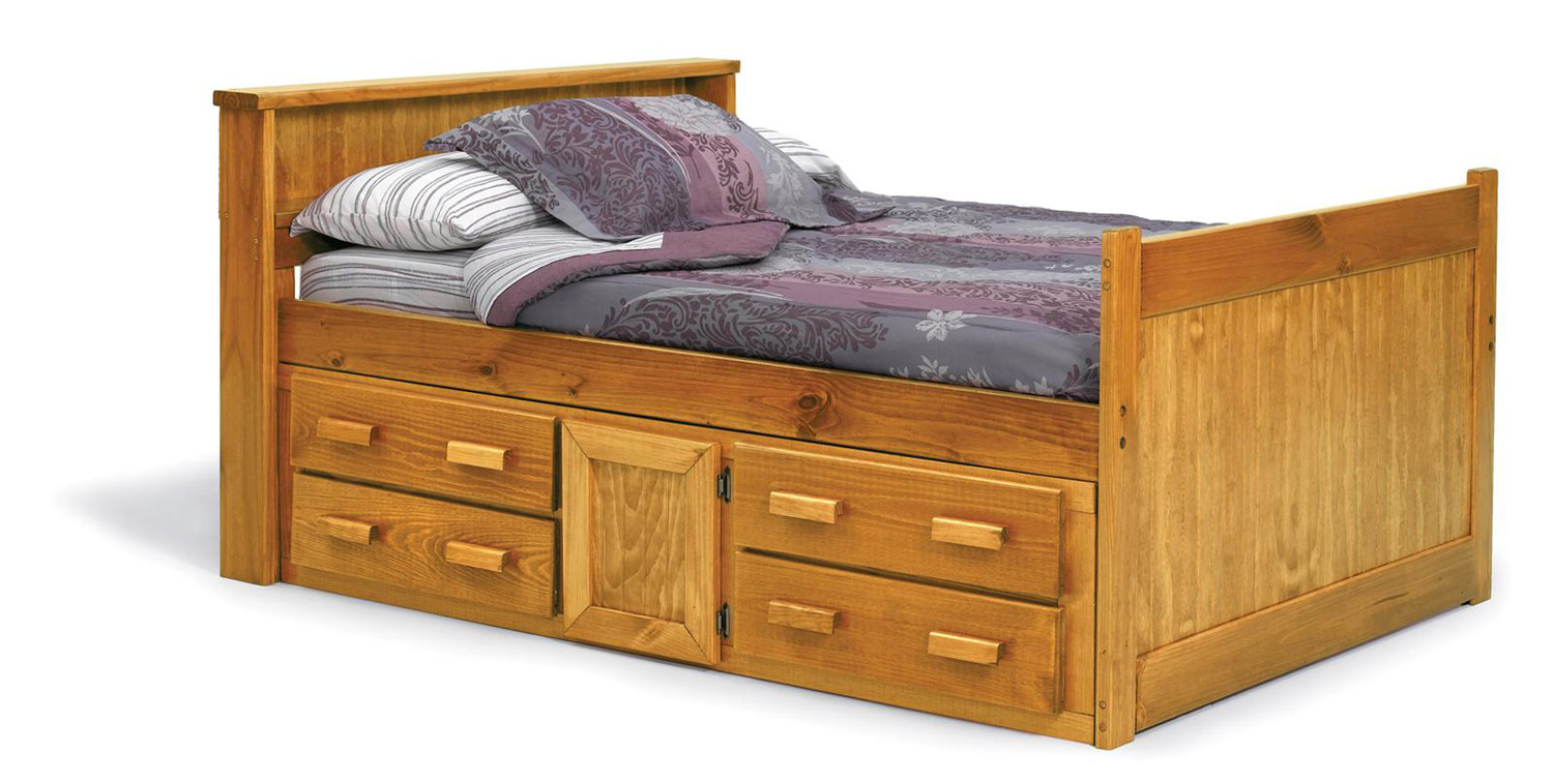Chelsea Home 3613541 Full Captains Bed with Underbed Storage - Honey