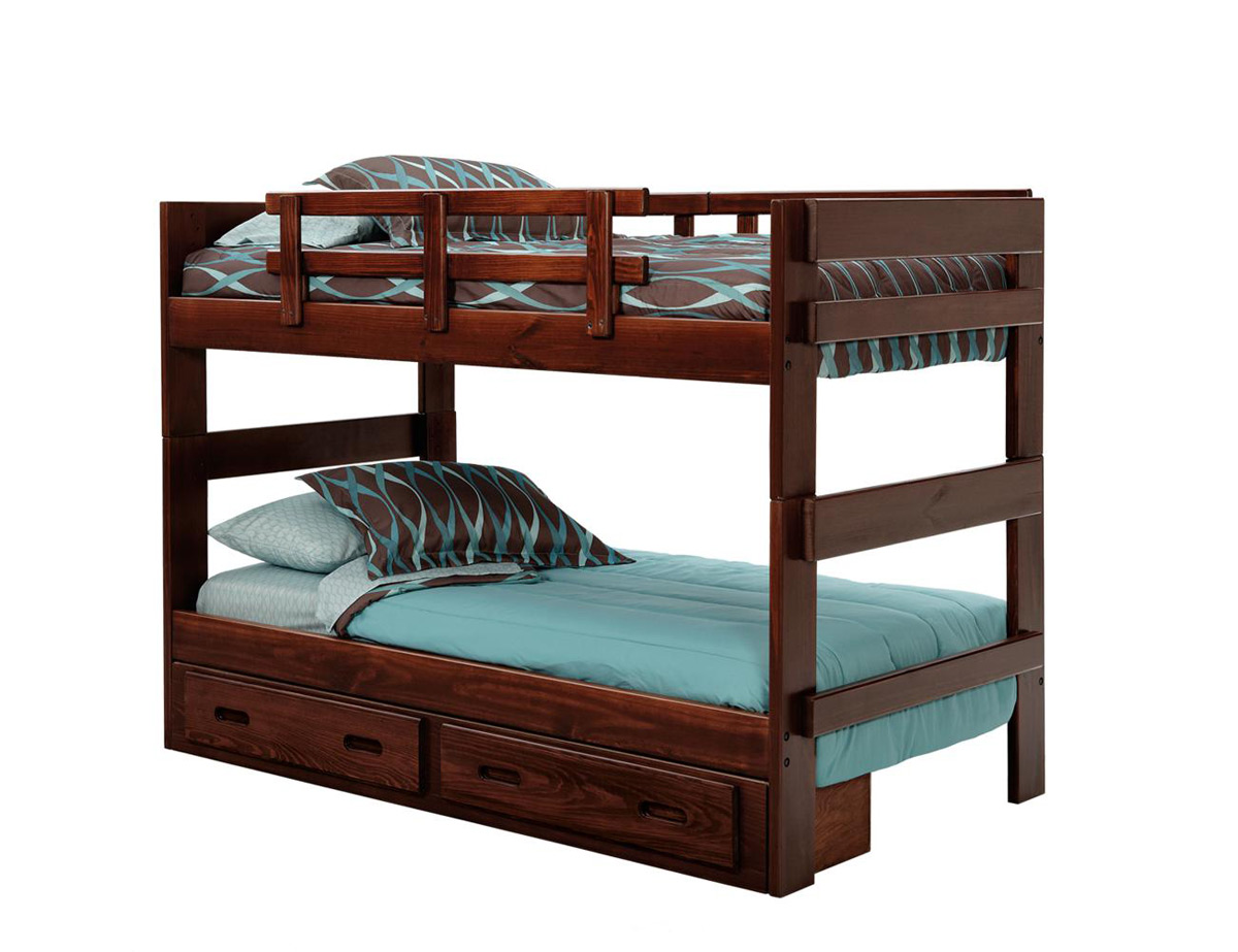 Chelsea Home 3626023-S Twin Over Twin Stacking Bunk Bed with Underbed Storage - Dark