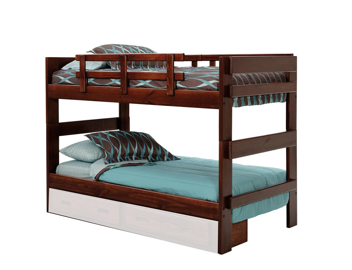 Chelsea Home 3626023 Twin Over Twin Stacking Bunk Bed - Dark