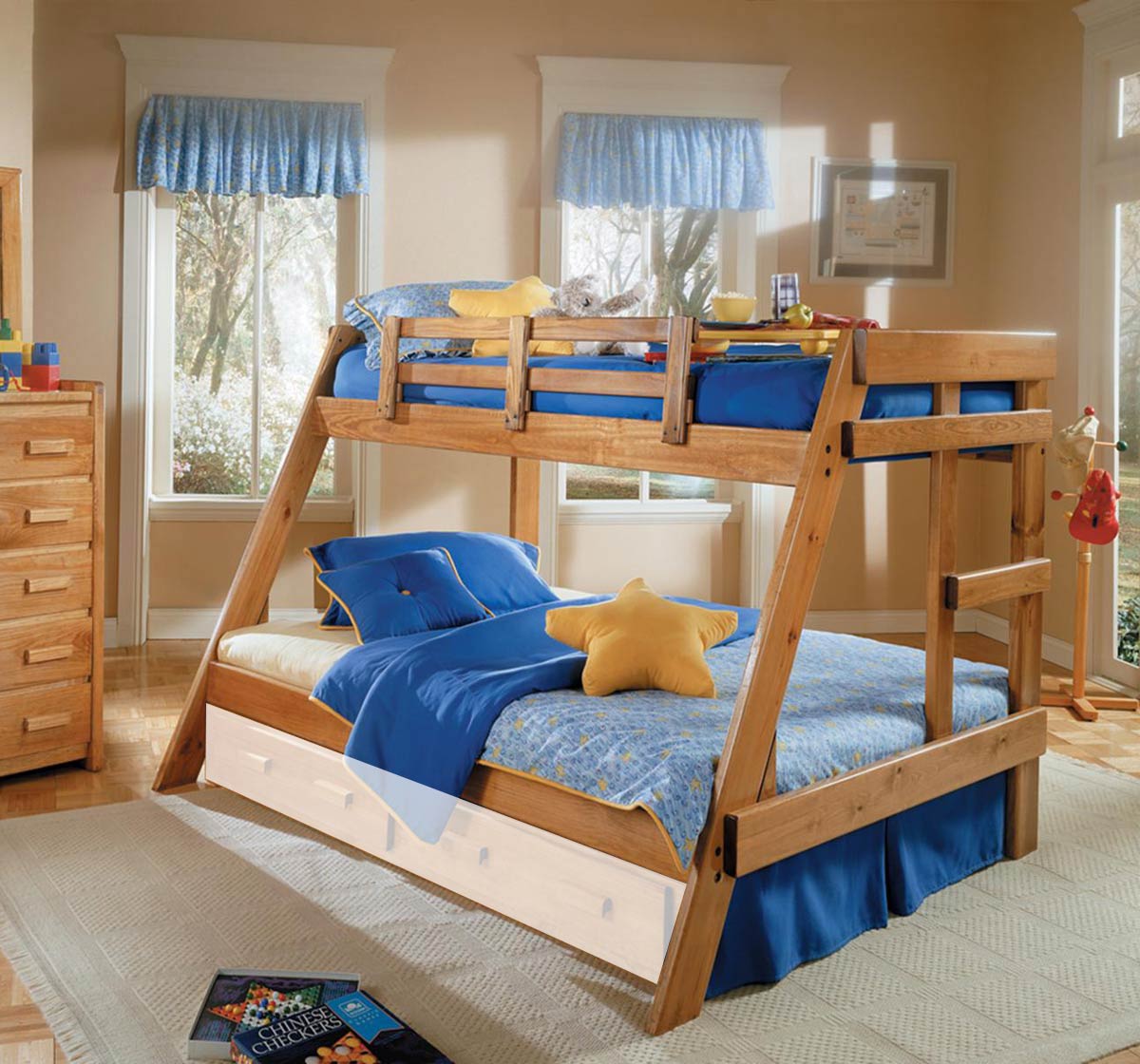 Chelsea Home 3626501 Twin Over Full A Frame Bunk - Honey