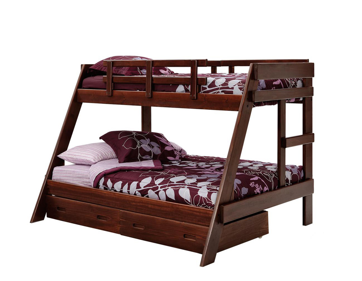 Chelsea Home 3626503-S Twin Over Full A Frame Bunk with Underbed Storage - Dark