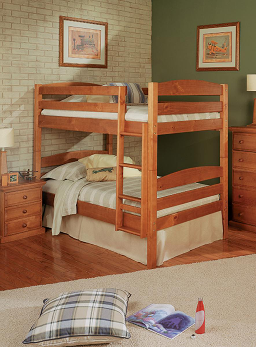 Chelsea Home 3641005 Twin Over Twin Square Post Bunk Bed - Honey