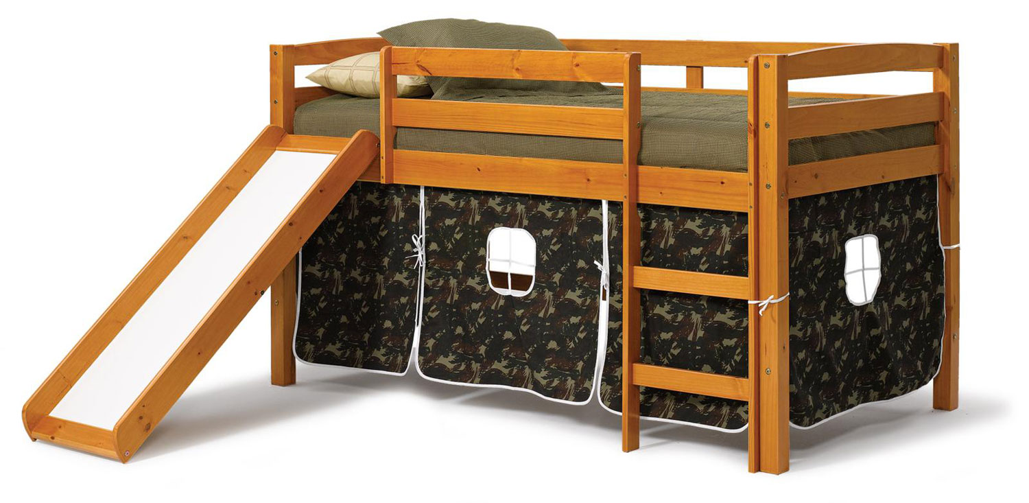 Chelsea Home 3645000-C Twin Tent Bed with Slide - Honey