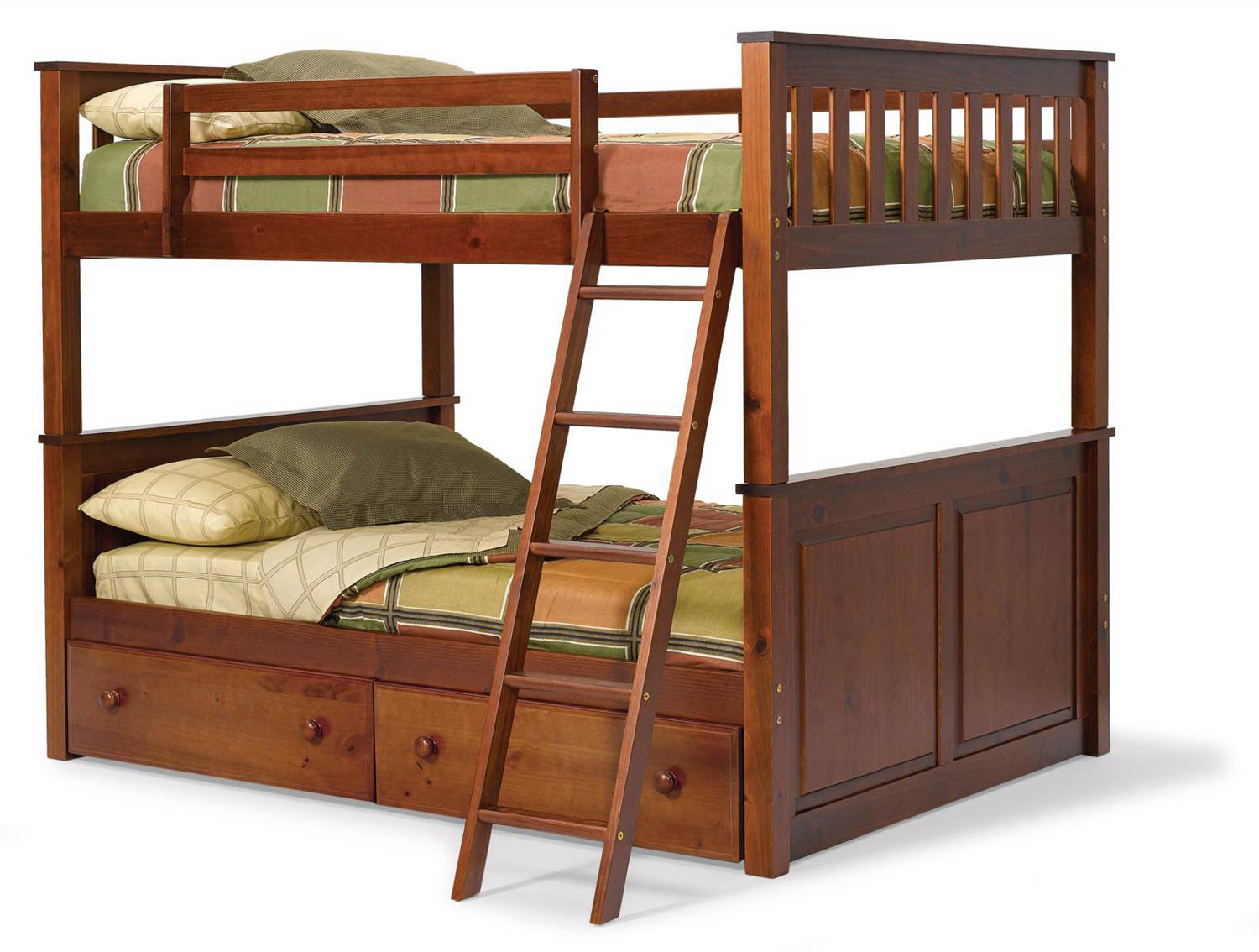 Chelsea Home 3652540-S Full Over Full Mission Panel Bunk Bed with Underbed Storage - Dark