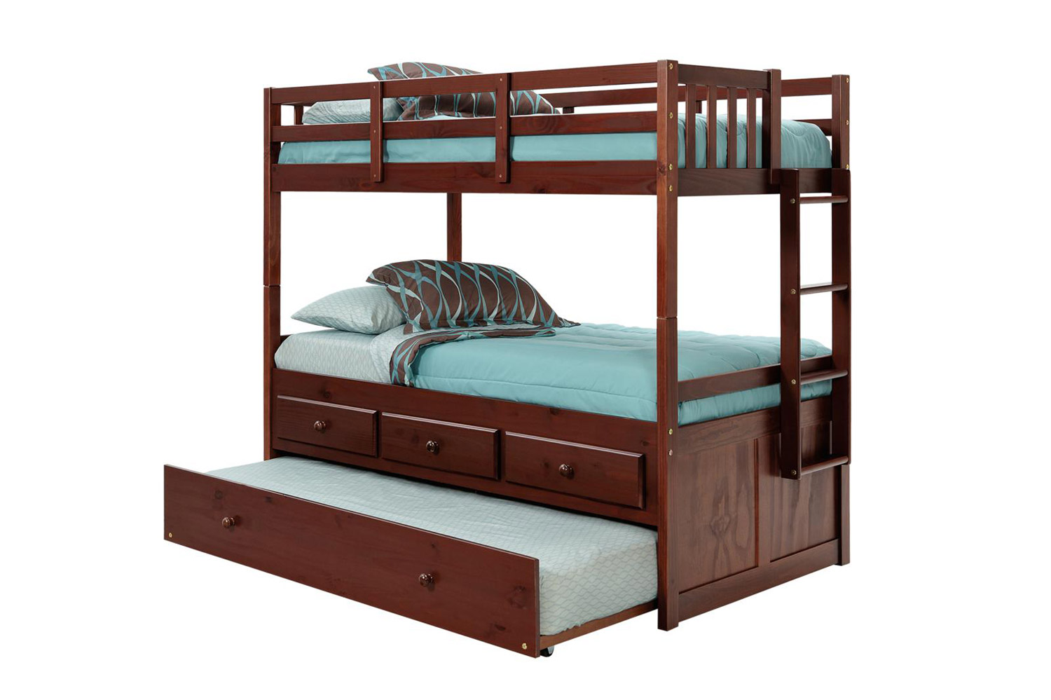 Chelsea Home 3656010 Twin Over Twin Bunk Bed with Trundle and Storage - Dark