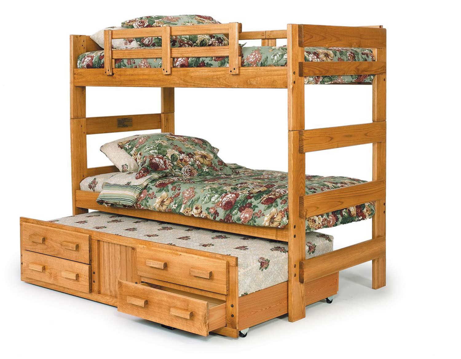 Chelsea Home 3662001-TR Extra Tall Twin Over Twin with Trundle - Honey