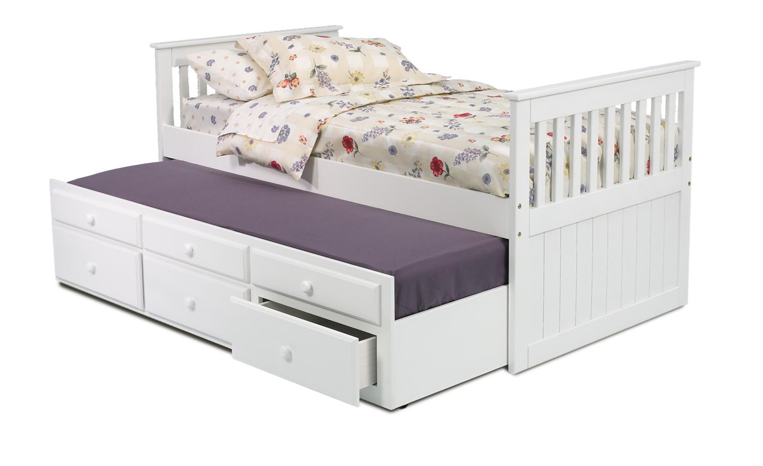 Chelsea Home 366500 Twin Mission Bed with Trundle and Storage - White