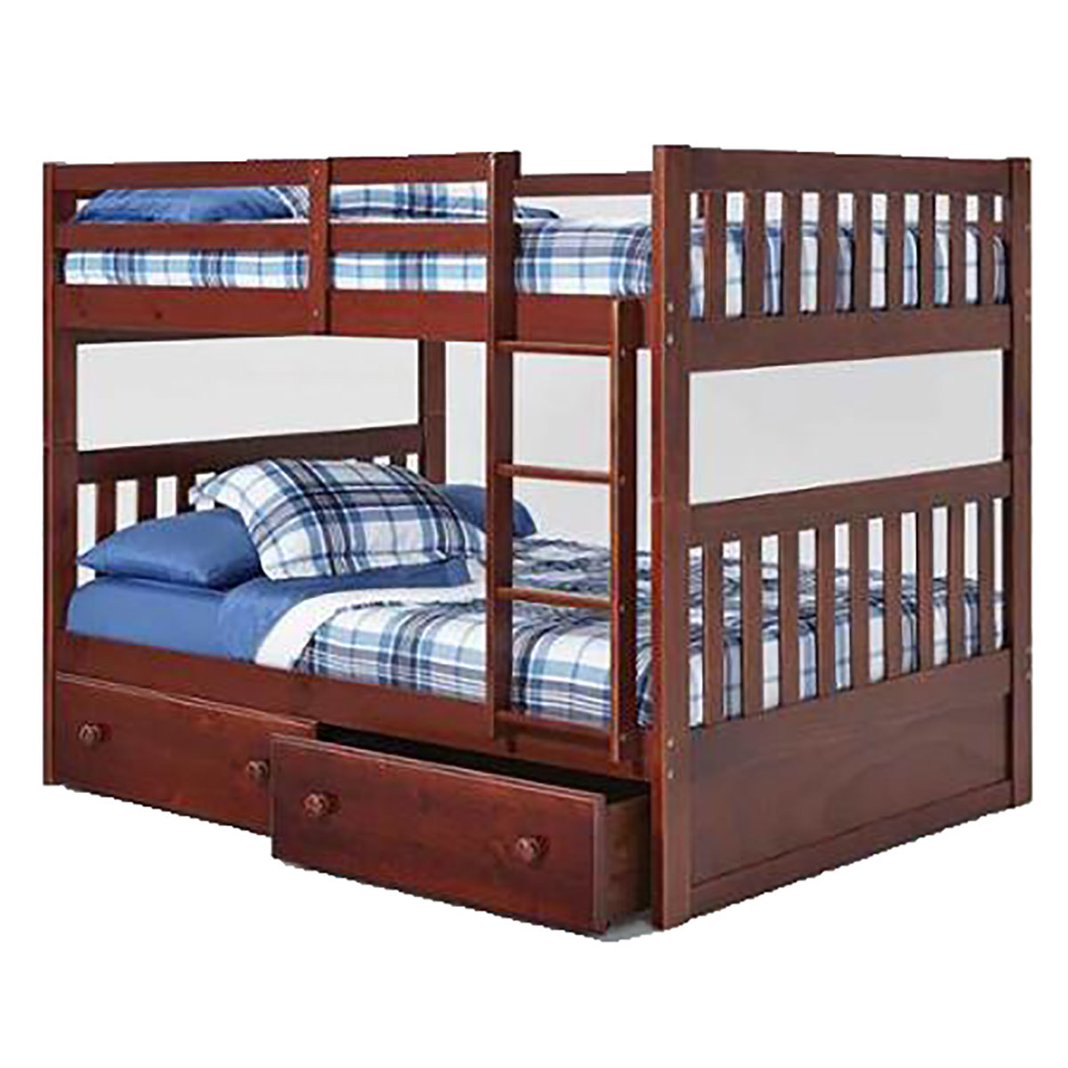 Chelsea Home Full Over Full Mission Bunk Bed with Under Bed Storage - Chocolate